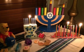 Menorahs on a table
