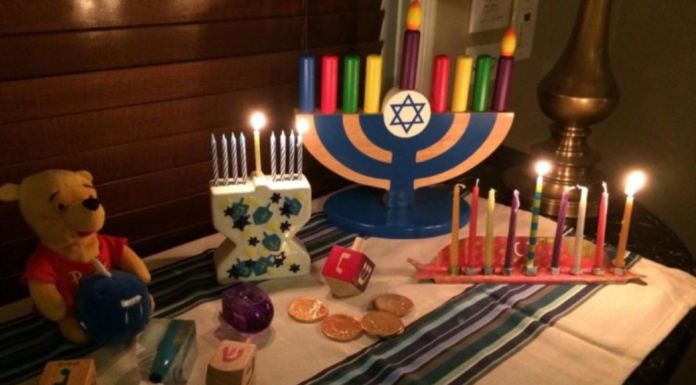Menorahs on a table