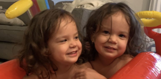 Image: Toddler twin sisters playing together