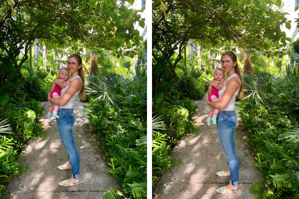 Andrea demonstrating the chest hold with her baby (Great Habits To Form When Handling Your Baby Andrea Wood Contributor Miami Mom Collective)