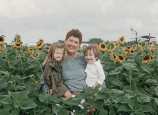 Photo of Holly with her grandchildren (Miami Mom Collective Welcomes MIA Mom Holly Farver Contributor)