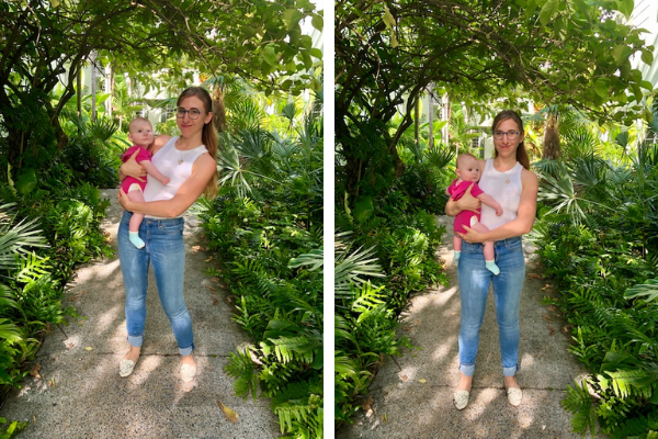 Andrea demonstrating the side hold with her baby (Great Habits To Form When Handling Your Baby Andrea Wood Contributor Miami Mom Collective) 