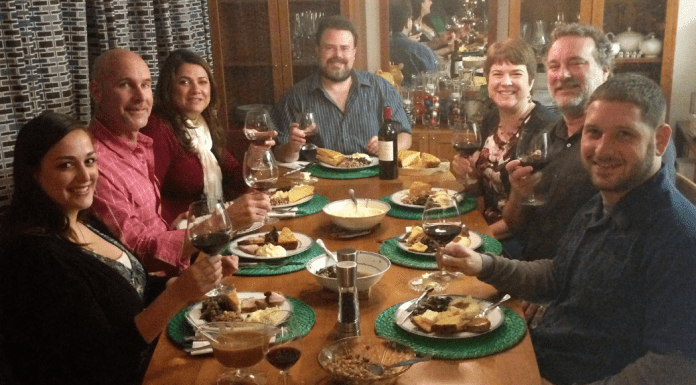 Alisa and her family enjoying a meal on St. Patrick's Day (Happy St. Patrick's Day: My Husband's 3 Day Corned Beef Brisket Alisa Britton Contributor Miami Mom Collective)