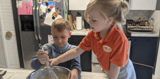 International Waffle Day: Like Music to My Ears Rachel's kids stirring waffle batter (International Waffle Day: Like Music to My Ears Rachel Hulsund Contributor Miami Mom Collective)