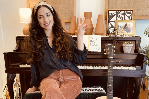 Jacqueline sitting at her piano (Inner Peace: Finding It During a Health Pandemic Jacqueline Jebian Garcia Contributor Miami Mom Collective)