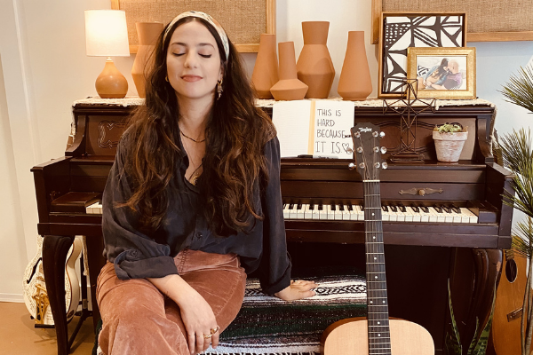 Jacqueline meditating at her piano (Inner Peace: Finding It During a Health Pandemic Jacqueline Jebian Garcia Contributor Miami Mom Collective)