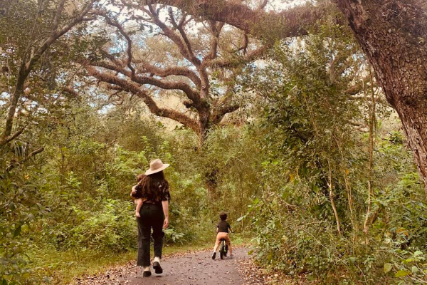 Jacqui enjoying a hiking trail with her kids (PPD: Managing Feelings of Grief and Loss Jacqueline Jebian Garcia Contributor Miami Mom Collective)