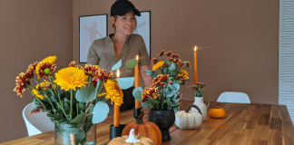 Get the Fall Feeling in Miami Image: Rachel decorating her dining table with fall flowers (Get the Fall Feeling in Miami Rachel Hulsund Contributor Miami Mom Collective)