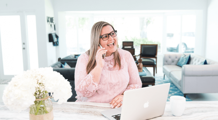 Image: Vanessa working from home (Support Working Women This National Business Women’s Week Vanessa Santamaria Contributor Miami Mom Collective)