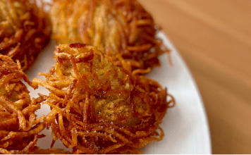 Image: A plate of homemade latkes