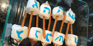 Image: A tray of homemade Chanukah dreidel pops