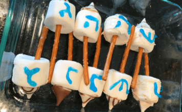 Image: A tray of homemade Chanukah dreidel pops