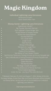 Magic Kingdom Lightning Lanes Info
