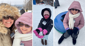 Vanessa and her daughters enjoying the winter weather