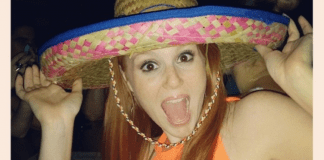 Katrina, wearing a festive sombrero to celebrate Cinco de Mayo