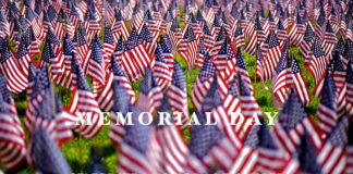 A field of American flags to commemorate Memorial Day