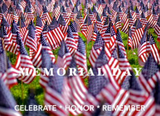 A field of American flags to commemorate Memorial Day