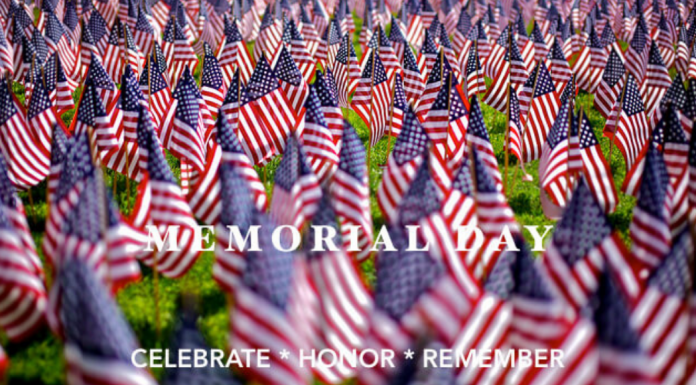 A field of American flags to commemorate Memorial Day