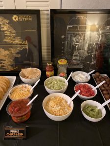 A themed taco station