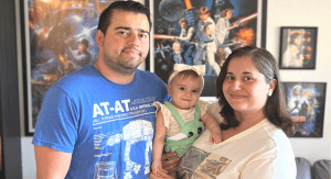 Rachel celebrating Star Wars Day with her family