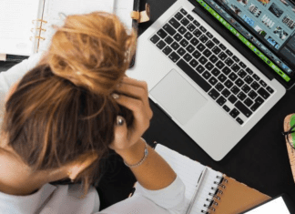 A woman expressing frustration
