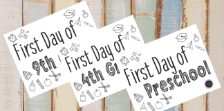 A set of free printable first day of school signs