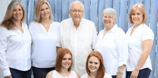 Grandparents with 3 daughters and 2 granddaughters