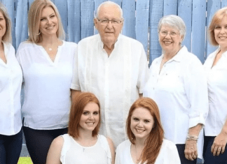 Grandparents with 3 daughters and 2 granddaughters