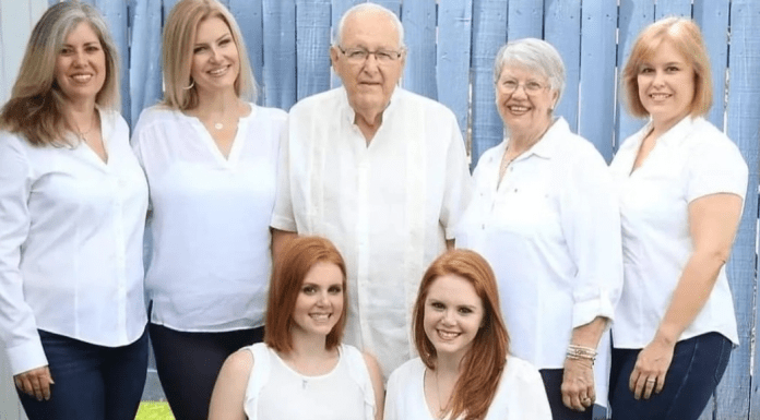 Grandparents with 3 daughters and 2 granddaughters