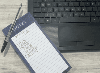 A handwritten grocery list