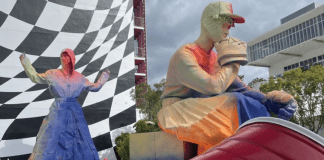 An outdoor art installation in the Design District