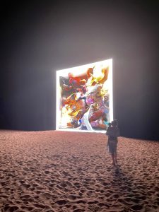 Morgan and her daughter at Art Basel