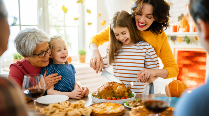 A family gathering around a holiday meal