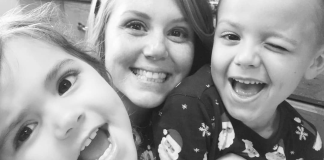 A mom and her kids on Noche Buena