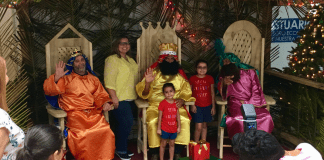 Children pose with The Three Kings in Puerto Rico