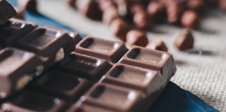 Image: A bar of dark chocolate