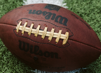 Image: A football on the football field