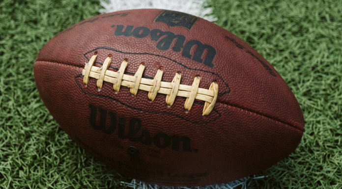 Image: A football on the football field