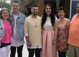 Image: Family celebrating Easter at church