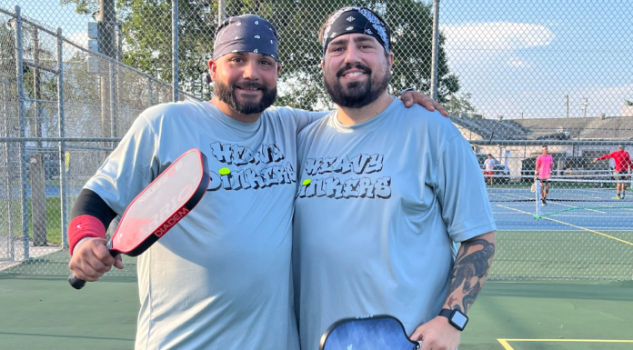Image: Dads competing in a local pickleball tournament