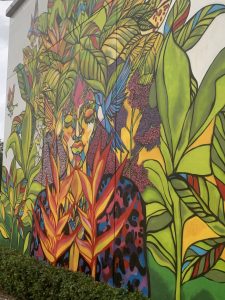 Image: A colorful mural outside Padrinos Cuban Restaurant
