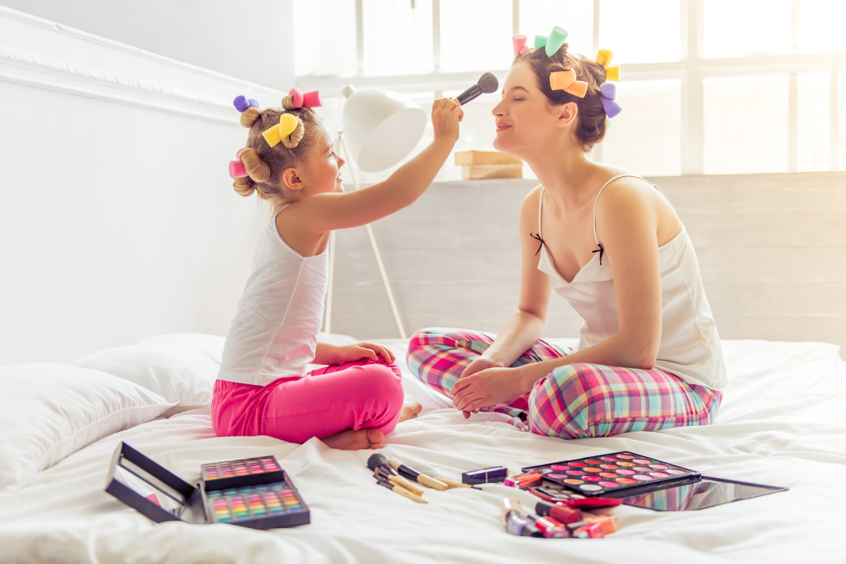 Mom and Daughter pampering themselves - beauty and fashion