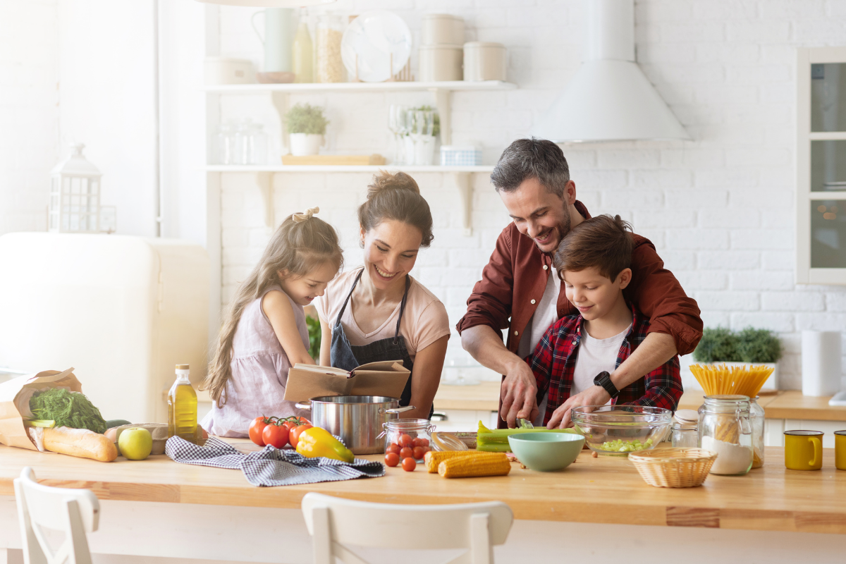 Family cooking at home 