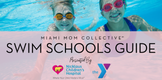 Miami Swim Schools | A Guide From Miami Mom Collective Image: Guide graphic for Miami Mom Collective Swim Schools Guide, sponsred by Nicklaus Children's Hospital and the YMCA of South Florida