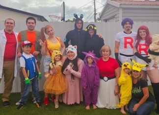 Image: Family dressed in Pokémon costumes for Halloween