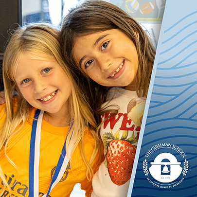 The Cushman School, 2026 Summer Camps Guide Image: Two children enjoy summer camp at The Cushman School